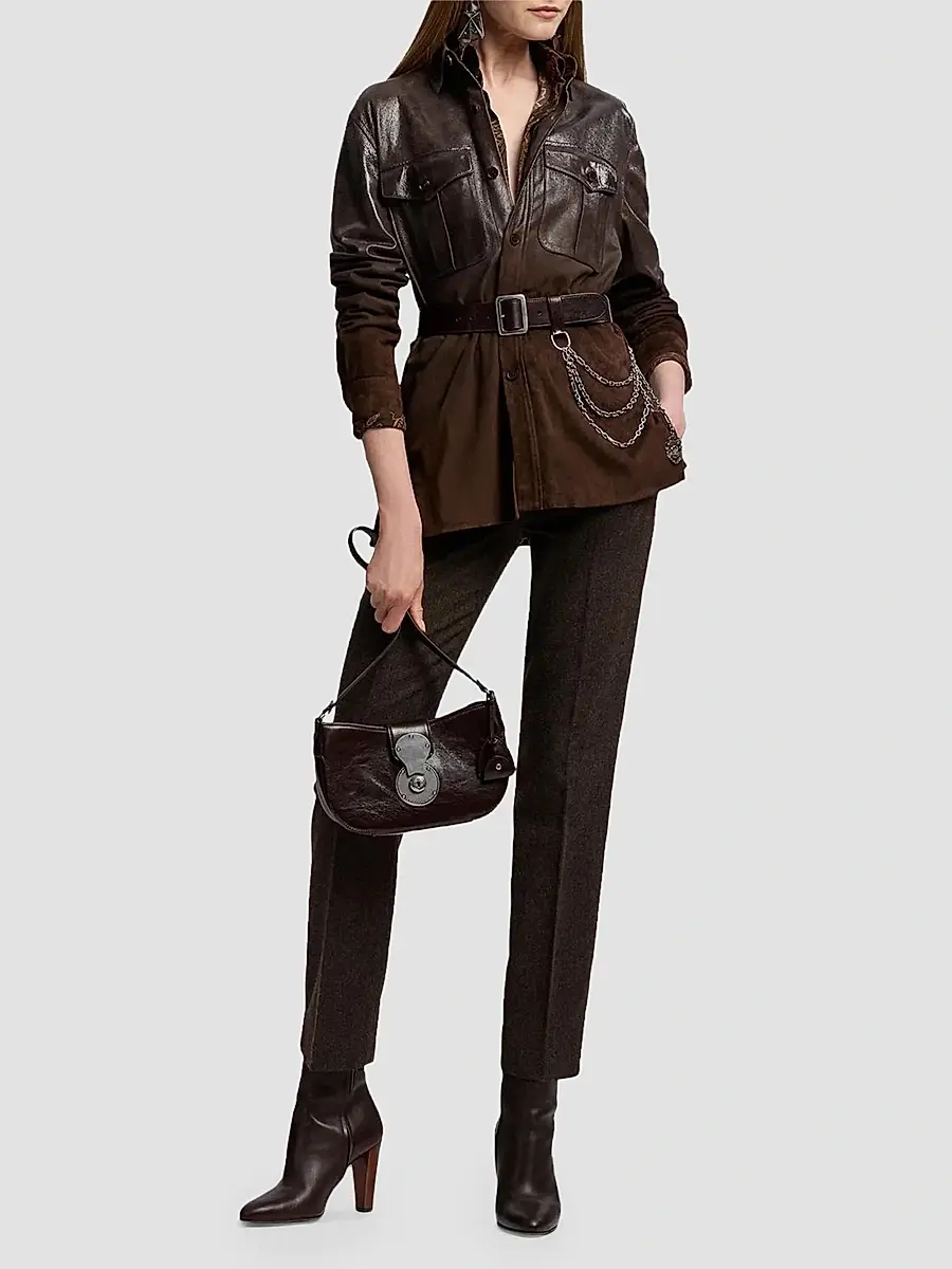 Ralph Lauren Collection Women's Andrey Striped Herringbone Straight Ankle Pants | Thumbnail 2