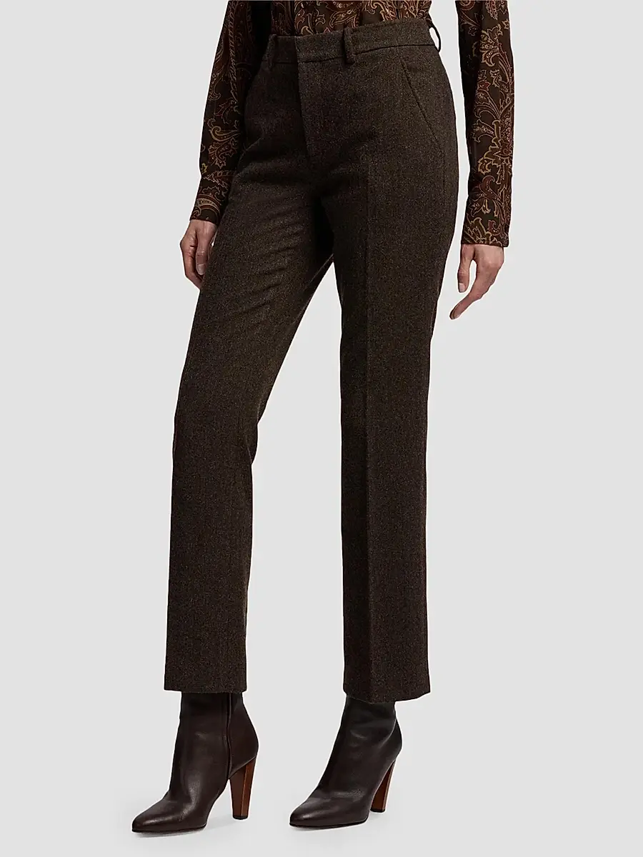 Ralph Lauren Collection Women's Andrey Striped Herringbone Straight Ankle Pants | Thumbnail 6