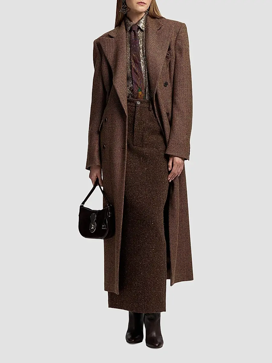 Ralph Lauren Collection Women's Affton Houndstooth Cashmere-Wool Overcoat | Thumbnail 2