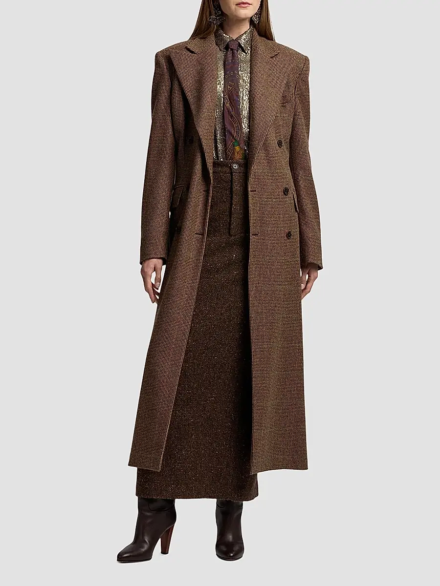 Ralph Lauren Collection Women's Affton Houndstooth Cashmere-Wool Overcoat | Thumbnail 4