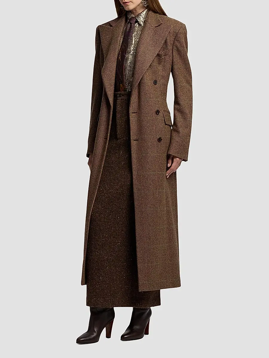 Ralph Lauren Collection Women's Affton Houndstooth Cashmere-Wool Overcoat | Thumbnail 5