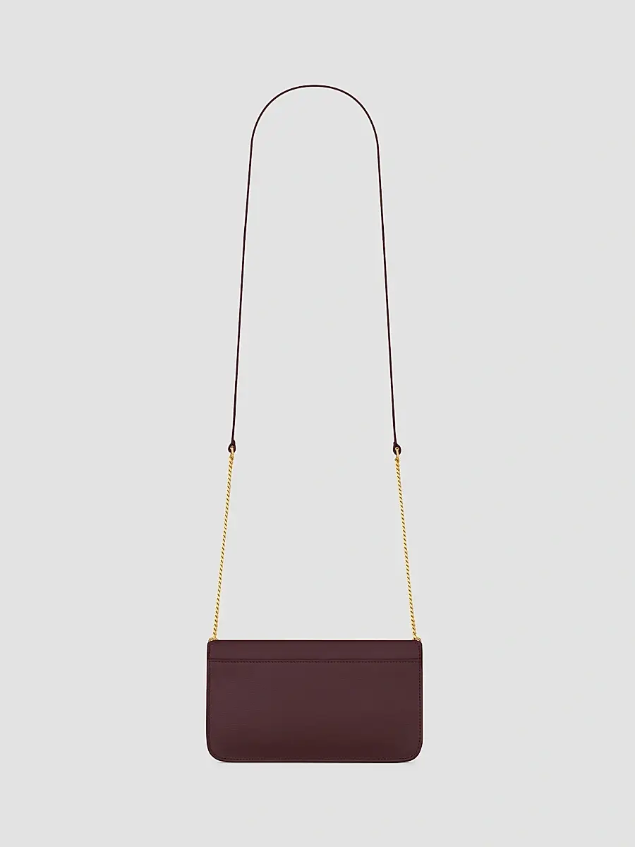 Saint Laurent Women's Cassandre Phone Case in Smooth Leather - Rouge Cabernet | Thumbnail 4