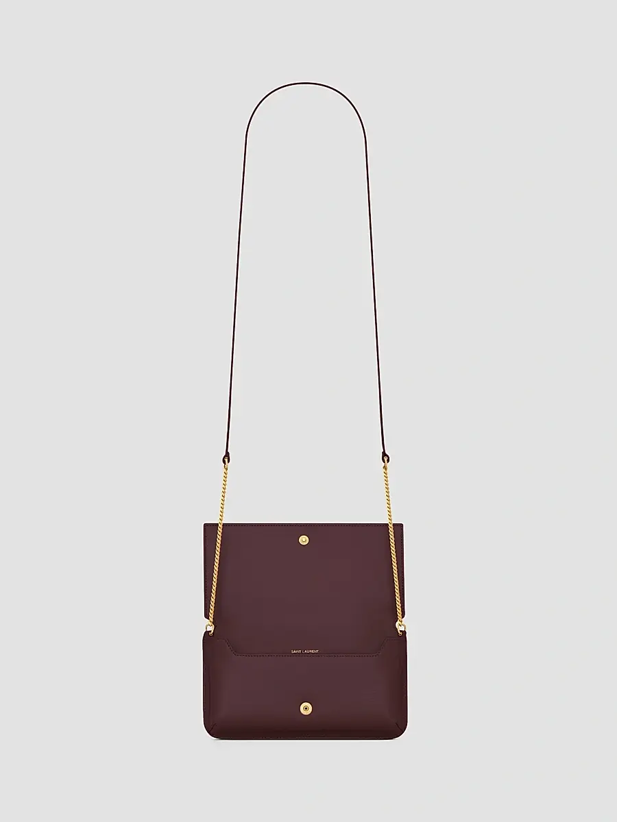 Saint Laurent Women's Cassandre Phone Case in Smooth Leather - Rouge Cabernet | Thumbnail 5