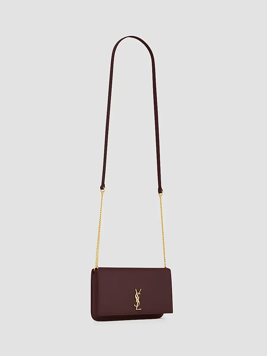 Saint Laurent Women's Cassandre Phone Case in Smooth Leather - Rouge Cabernet | Thumbnail 7