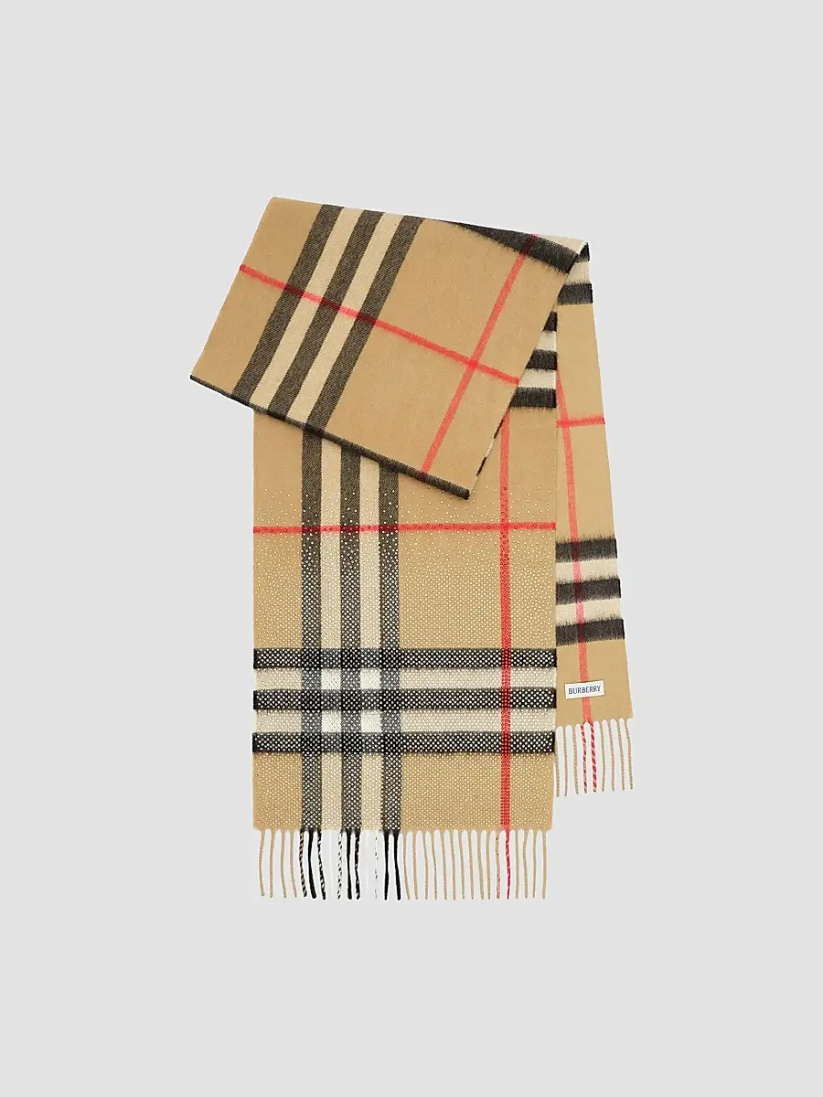 Burberry Women's Embellished Check Cashmere Scarf | Thumbnail 2 Burberry Women's Embellished Check Cashmere Scarf | Thumbnail 2