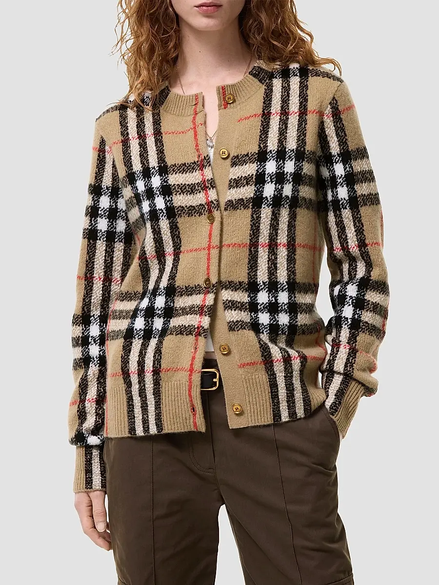 Burberry Women's Check Cashmere Cardigan | Thumbnail 2 Burberry Women's Check Cashmere Cardigan | Thumbnail 2