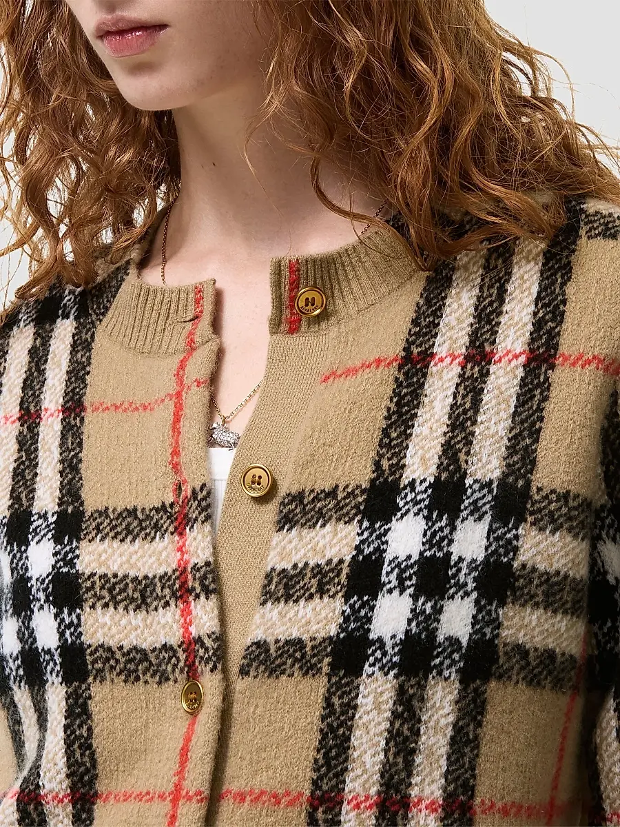 Burberry Women's Check Cashmere Cardigan | Thumbnail 4 Burberry Women's Check Cashmere Cardigan | Thumbnail 4