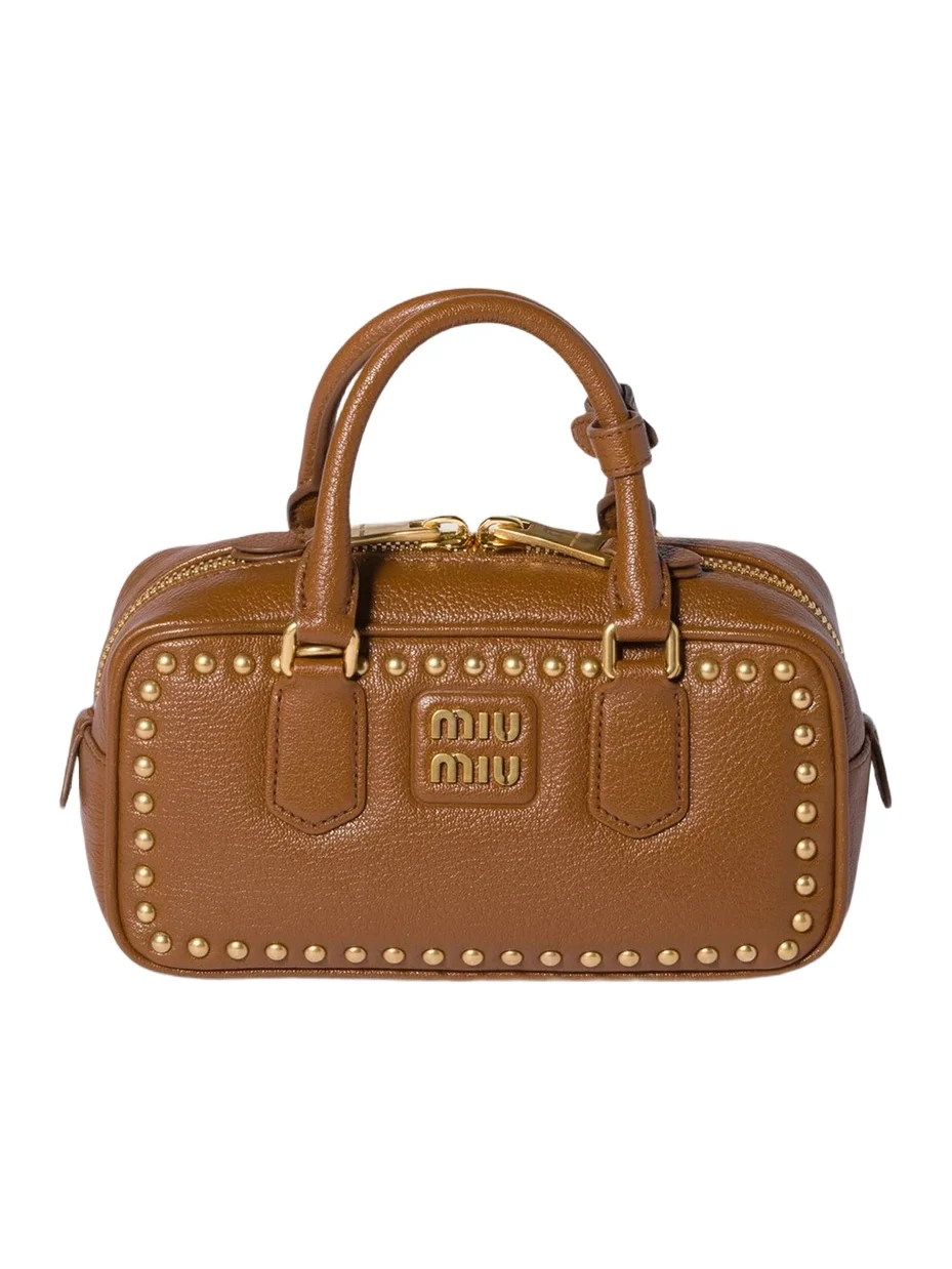 Miu Miu Women's Arcadie Studded Leather Top Handle Bag