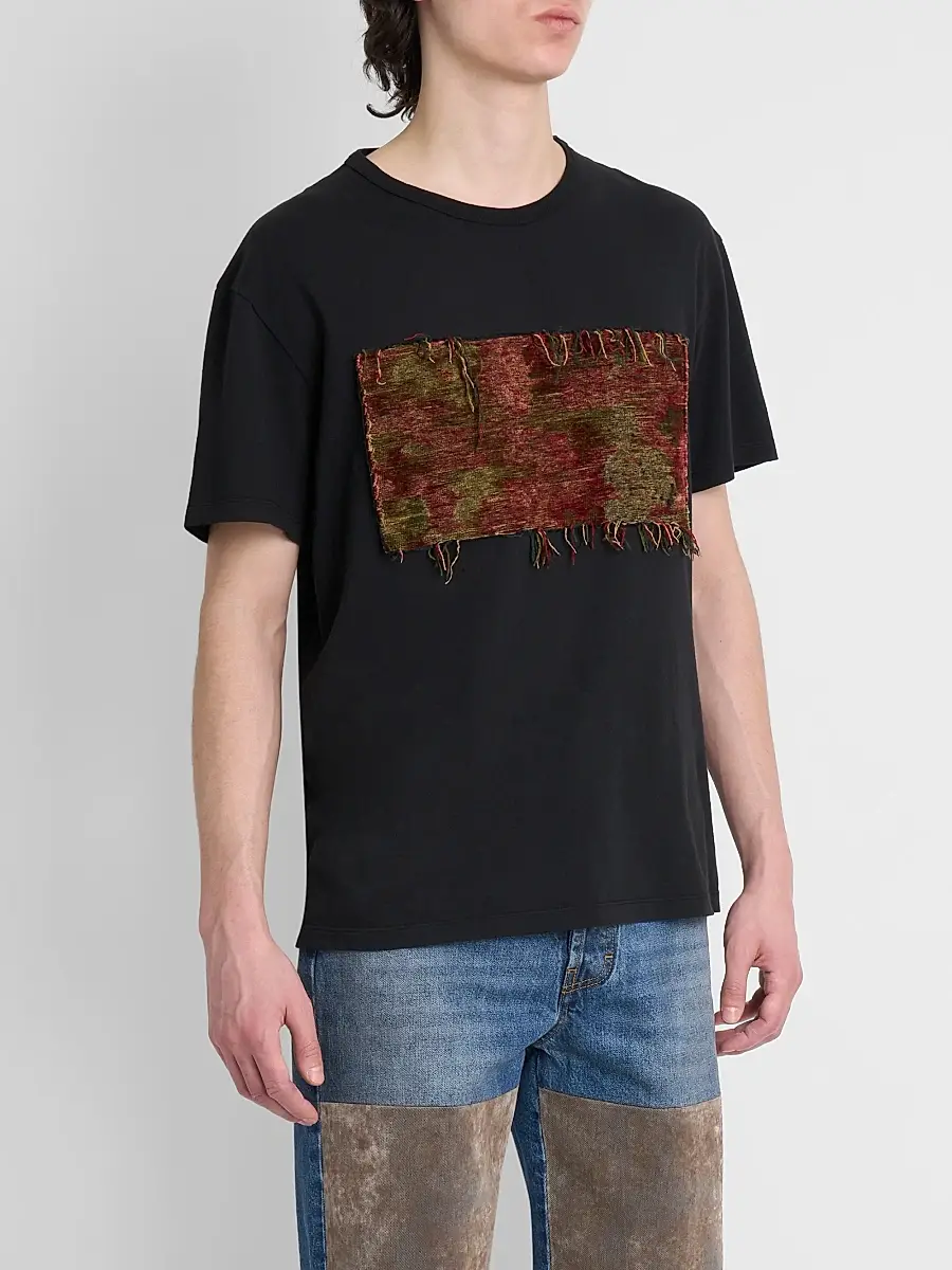 Maison Margiela Men's Tapestry Patch Cotton Crewneck T-Shirt | Thumbnail 4 Maison Margiela Men's Tapestry Patch Cotton Crewneck T-Shirt | Thumbnail 4