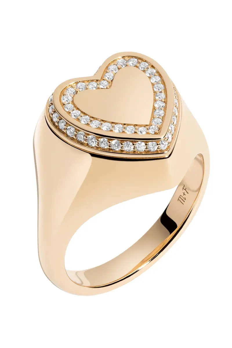 MINED AND FOUND Diamond Heart Locket Signet Ring | Thumbnail 5 MINED AND FOUND Diamond Heart Locket Signet Ring | Thumbnail 5