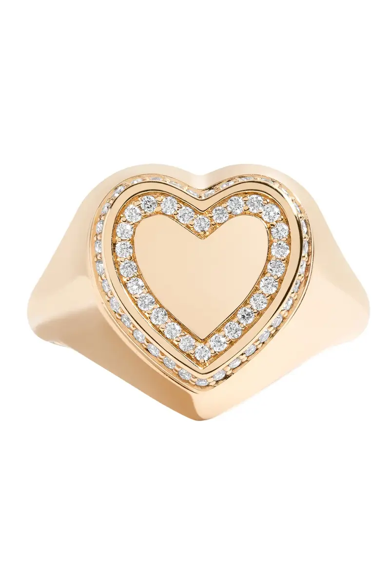 MINED AND FOUND Diamond Heart Locket Signet Ring