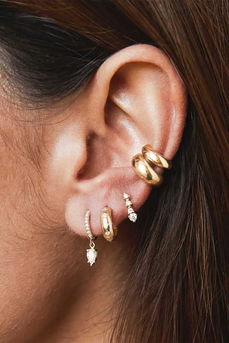 Zoë Chicco Diamond Dangling Huggie Hoop Earrings | Thumbnail 2
