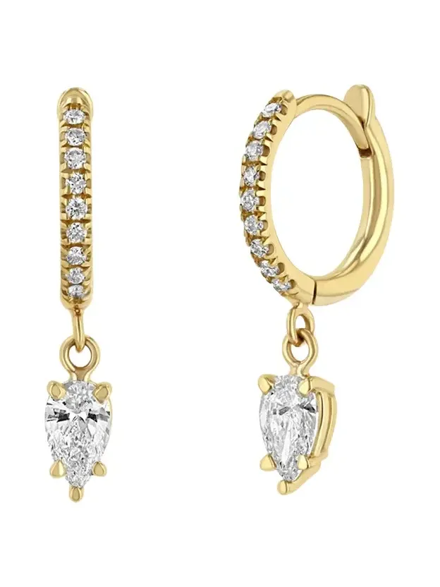 Diamond Dangling Huggie Hoop Earrings Diamond Dangling Huggie Hoop Earrings