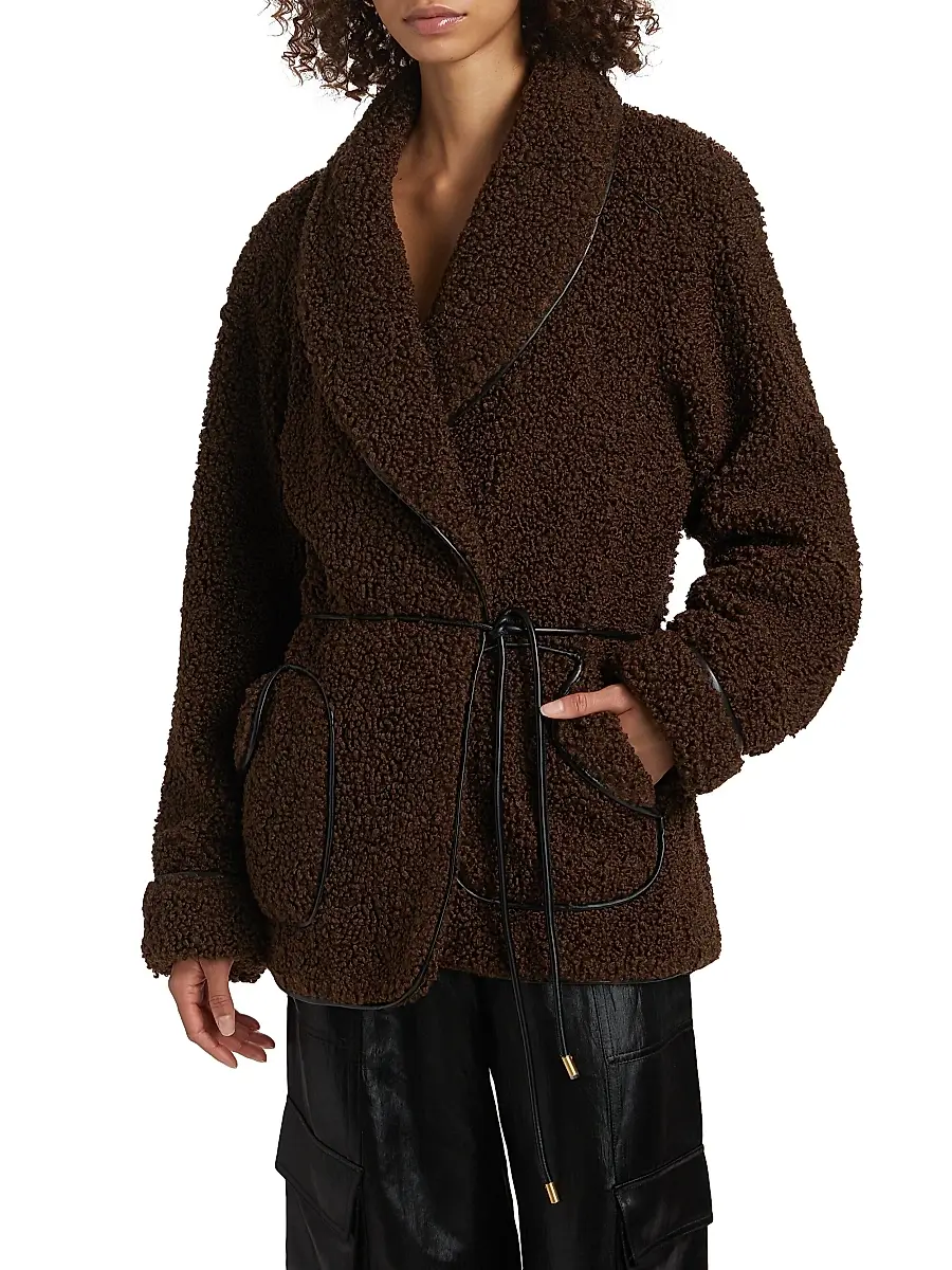 Simkhai Women's Kimia Tie-Waist Sherpa Jacket | Thumbnail 3 Simkhai Women's Kimia Tie-Waist Sherpa Jacket | Thumbnail 3