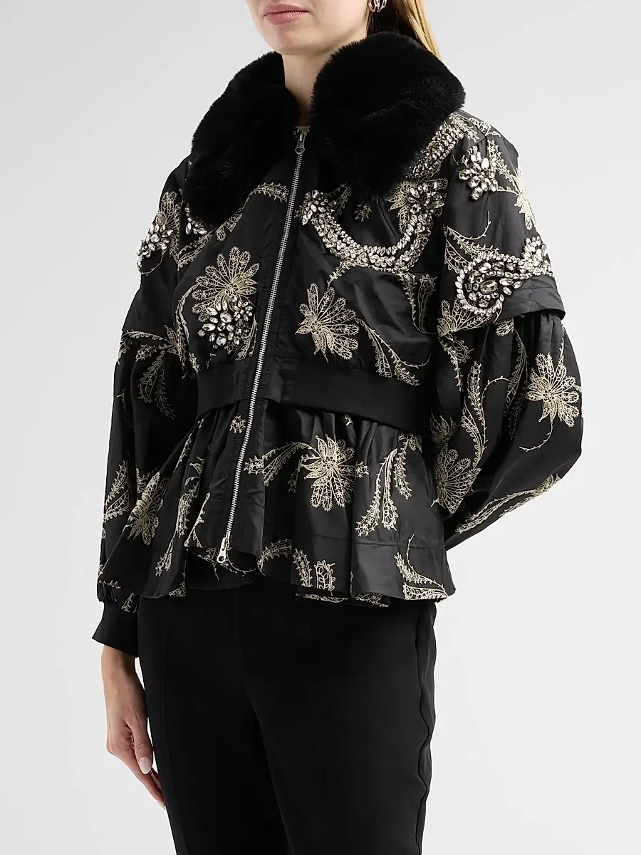 Cinq à Sept Women's Armelle Paisley Embroidered Embellished Jacket | Thumbnail 4 Cinq à Sept Women's Armelle Paisley Embroidered Embellished Jacket | Thumbnail 4