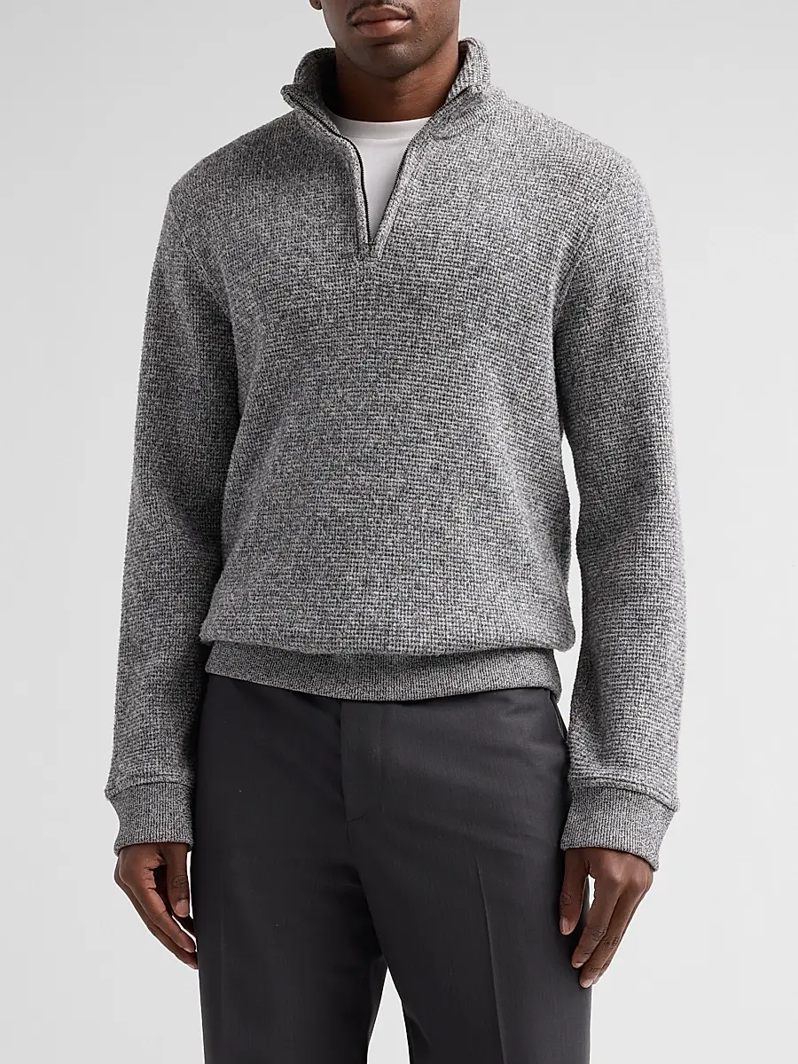 Vince Men's Brushed Waffle Quarter-Zip Sweater | Thumbnail 4 Vince Men's Brushed Waffle Quarter-Zip Sweater | Thumbnail 4
