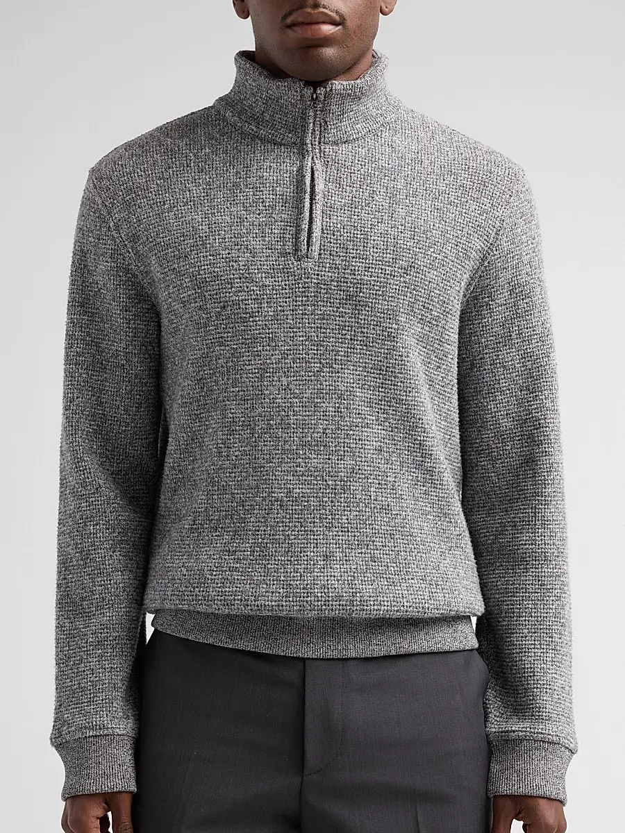Vince Men's Brushed Waffle Quarter-Zip Sweater | Thumbnail 5 Vince Men's Brushed Waffle Quarter-Zip Sweater | Thumbnail 5