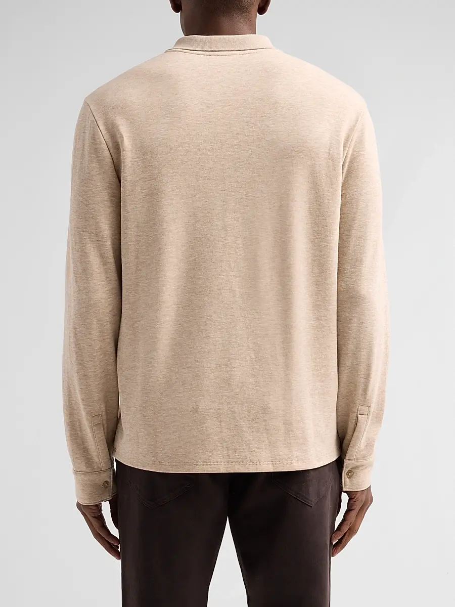 Vince Men's Heathered Double-Face Polo Shirt | Thumbnail 3 Vince Men's Heathered Double-Face Polo Shirt | Thumbnail 3