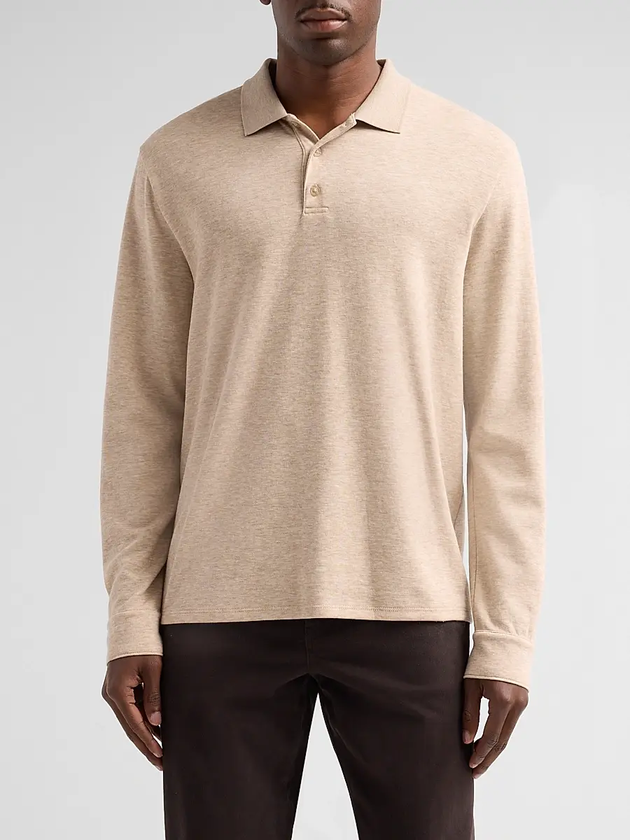 Vince Men's Heathered Double-Face Polo Shirt | Thumbnail 4 Vince Men's Heathered Double-Face Polo Shirt | Thumbnail 4