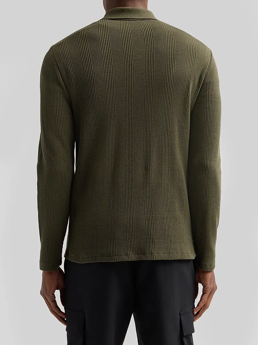 Vince Men's Variegated Textured Long-Sleeve Polo Shirt | Thumbnail 3 Vince Men's Variegated Textured Long-Sleeve Polo Shirt | Thumbnail 3