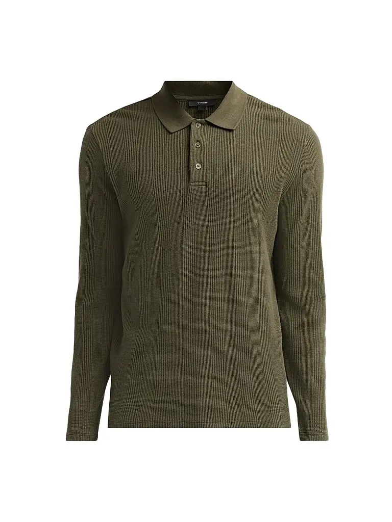 Vince Men's Variegated Textured Long-Sleeve Polo Shirt