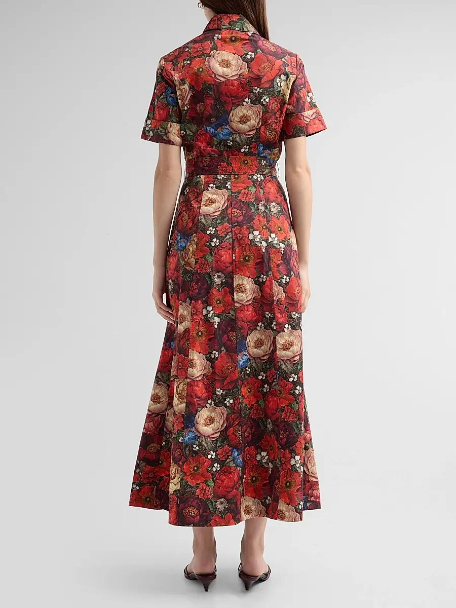 Adam Lippes Women's Leighton Floral Pleated Midi Shirtdress | Thumbnail 3 Adam Lippes Women's Leighton Floral Pleated Midi Shirtdress | Thumbnail 3