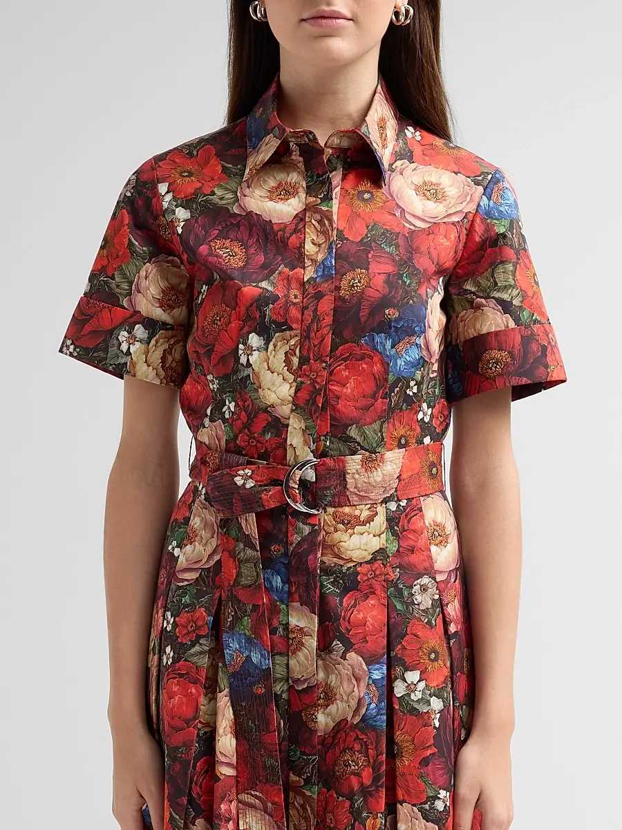 Adam Lippes Women's Leighton Floral Pleated Midi Shirtdress | Thumbnail 5 Adam Lippes Women's Leighton Floral Pleated Midi Shirtdress | Thumbnail 5