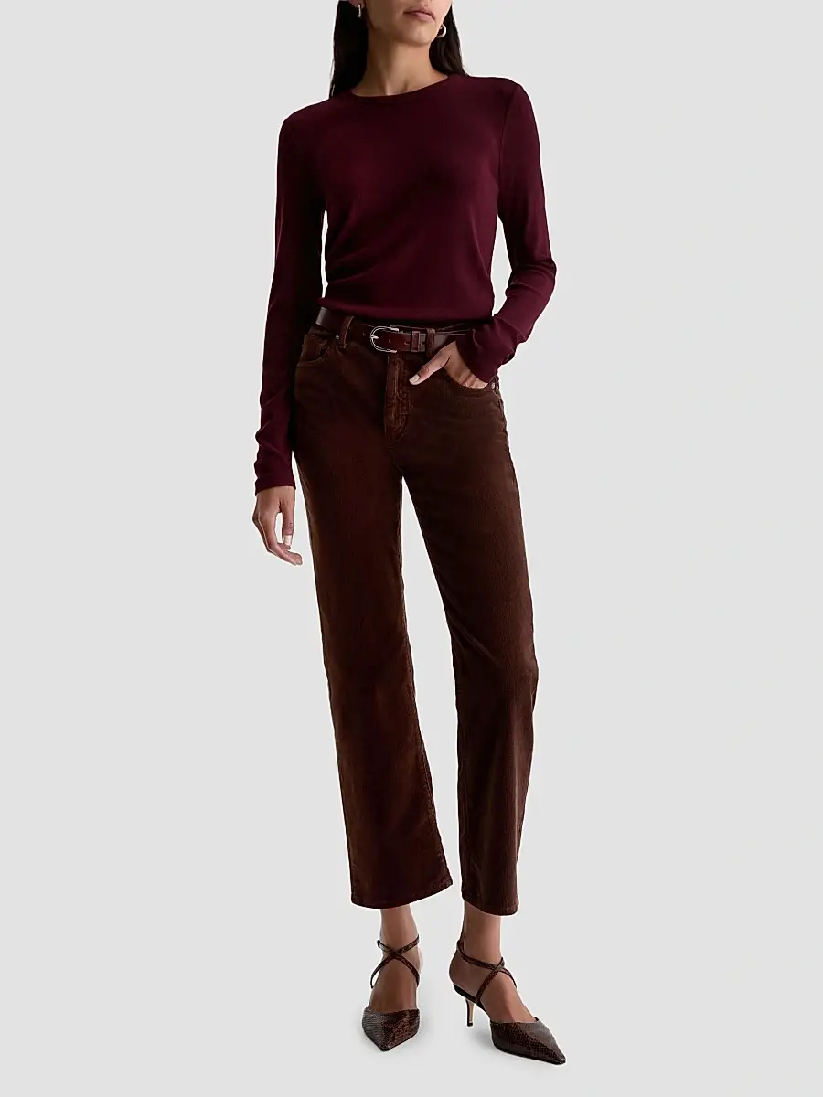 AG Jeans Women's Brinley Stretch Corduroy Straight-Leg Jeans | Thumbnail 2
