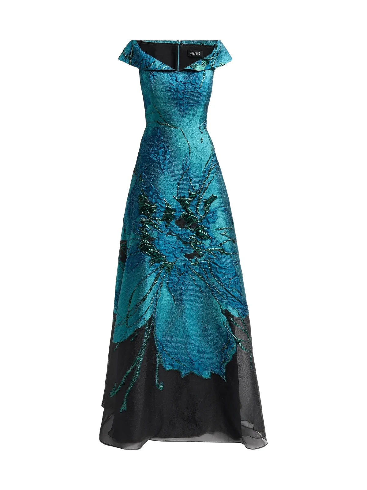 Women's Floral Jacquard Organza A-Line Gown Women's Floral Jacquard Organza A-Line Gown