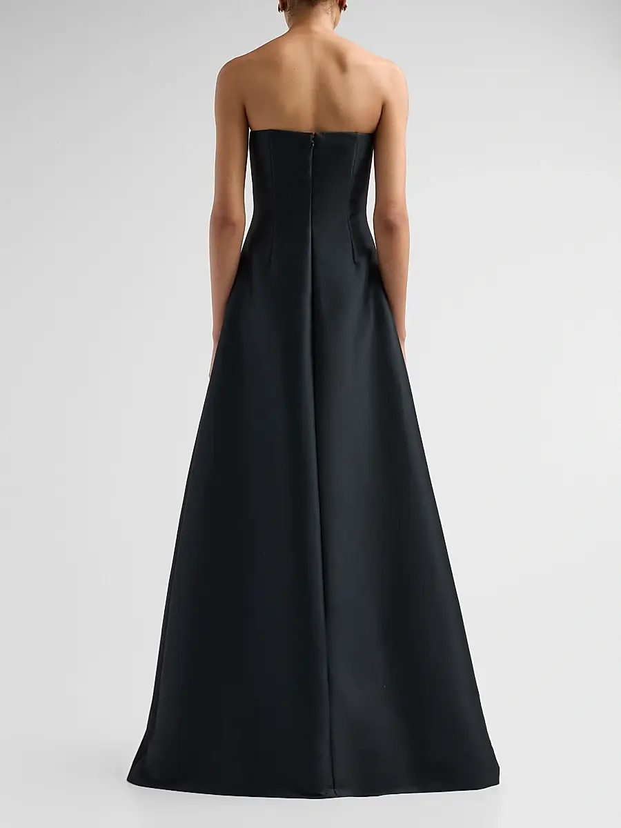 Teri Jon by Rickie Freeman Women's Beaded Floral Mikado A-Line Gown | Thumbnail 3 Teri Jon by Rickie Freeman Women's Beaded Floral Mikado A-Line Gown | Thumbnail 3
