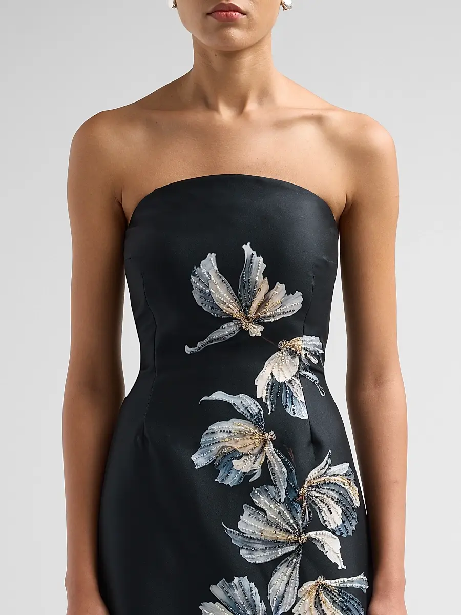 Teri Jon by Rickie Freeman Women's Beaded Floral Mikado A-Line Gown | Thumbnail 5 Teri Jon by Rickie Freeman Women's Beaded Floral Mikado A-Line Gown | Thumbnail 5