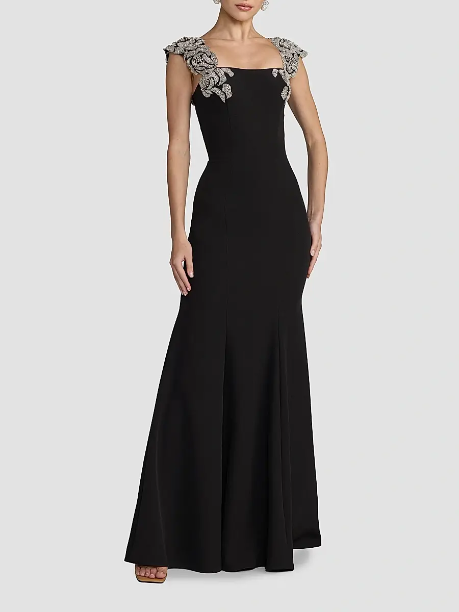 Mac Duggal Women's Embellished Strap Crepe Mermaid Gown | Thumbnail 2 Mac Duggal Women's Embellished Strap Crepe Mermaid Gown | Thumbnail 2