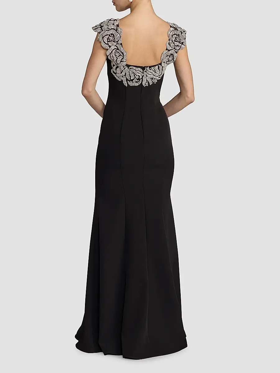 Mac Duggal Women's Embellished Strap Crepe Mermaid Gown | Thumbnail 3 Mac Duggal Women's Embellished Strap Crepe Mermaid Gown | Thumbnail 3