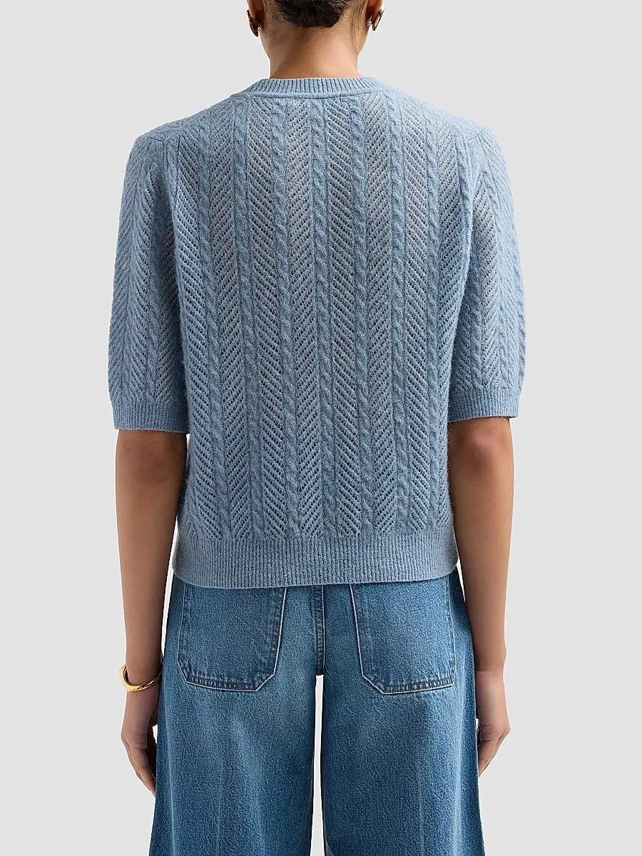 Veronica Beard Women's Shana Cable-Knit Crewneck Sweater | Thumbnail 3