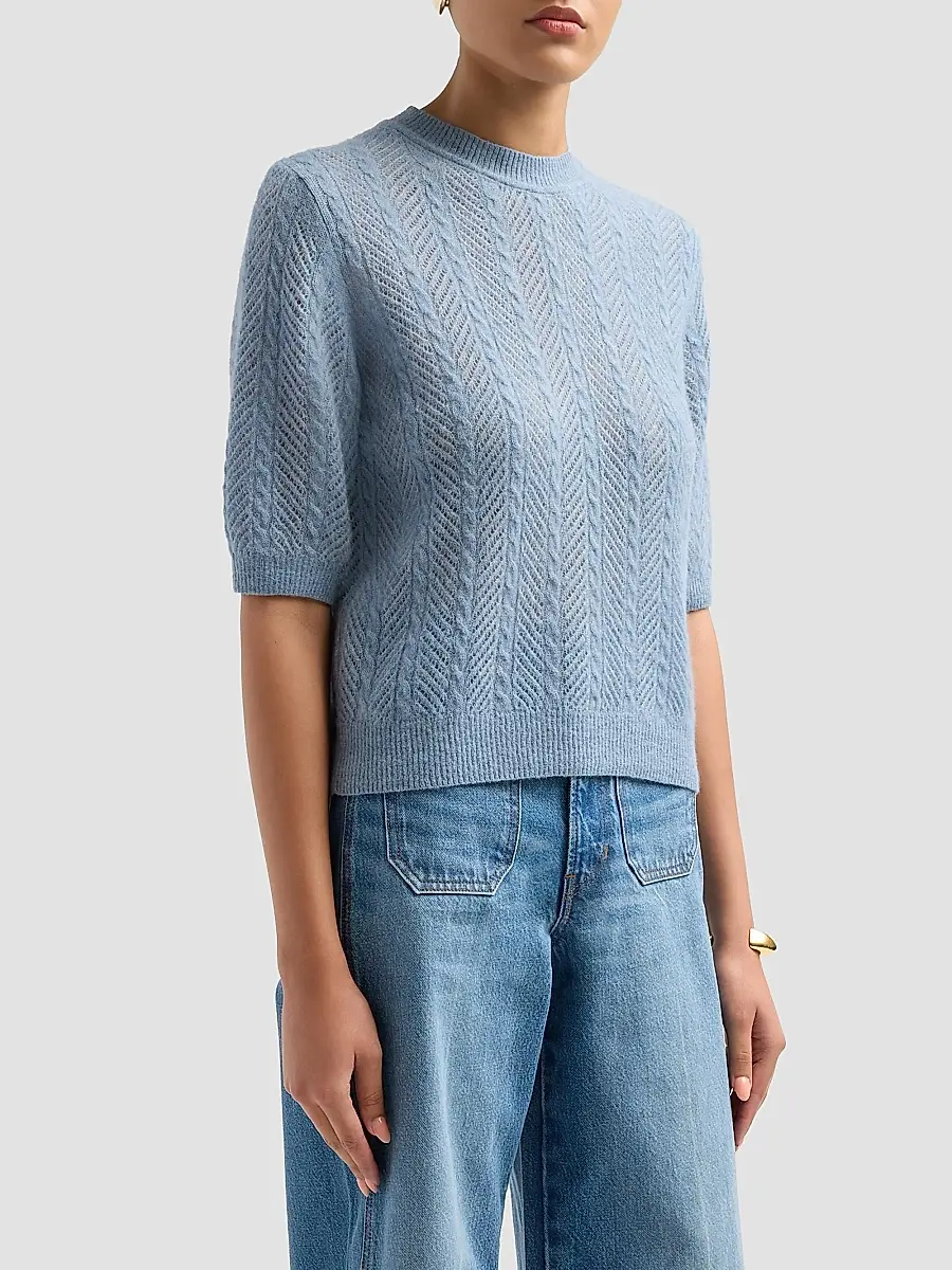Veronica Beard Women's Shana Cable-Knit Crewneck Sweater | Thumbnail 4