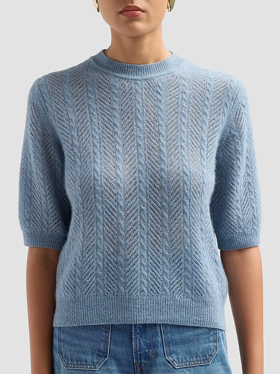 Veronica Beard Women's Shana Cable-Knit Crewneck Sweater | Thumbnail 5