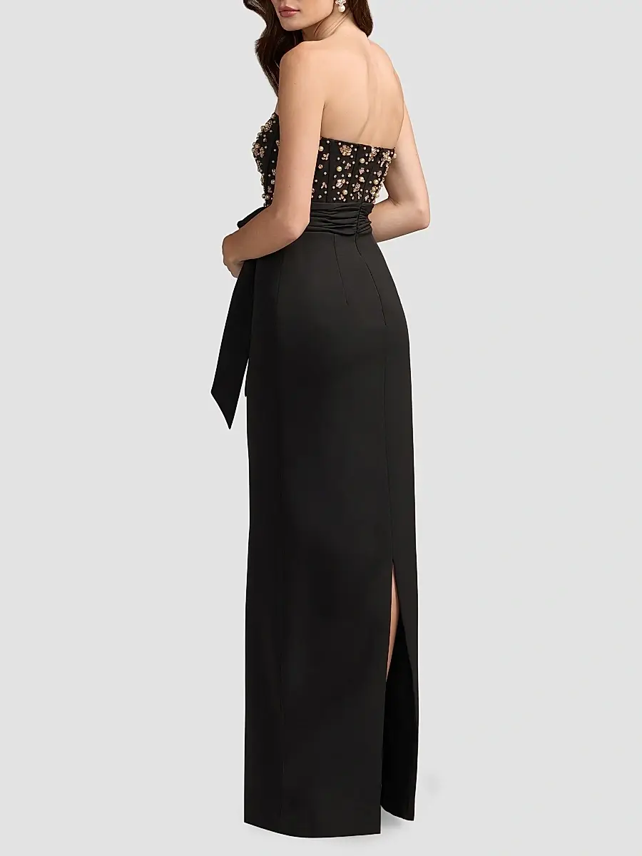 Mac Duggal Women's Beaded Crepe Strapless Column Gown | Thumbnail 3 Mac Duggal Women's Beaded Crepe Strapless Column Gown | Thumbnail 3