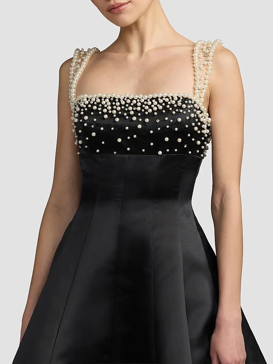 Mac Duggal Women's Embellished Satin A-Line Minidress | Thumbnail 4 Mac Duggal Women's Embellished Satin A-Line Minidress | Thumbnail 4