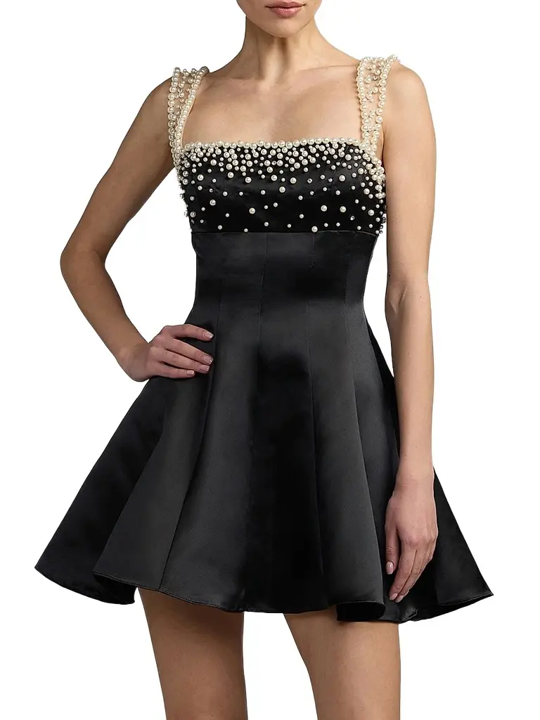Women's Embellished Satin A-Line Minidress