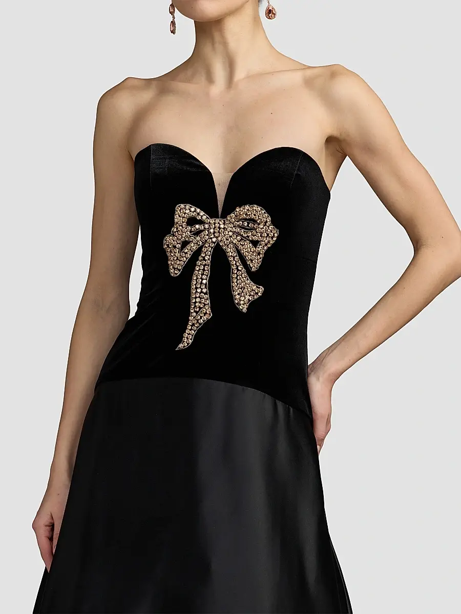 Mac Duggal Women's Embellished Bow Mix Media Strapless Gown | Thumbnail 5 Mac Duggal Women's Embellished Bow Mix Media Strapless Gown | Thumbnail 5