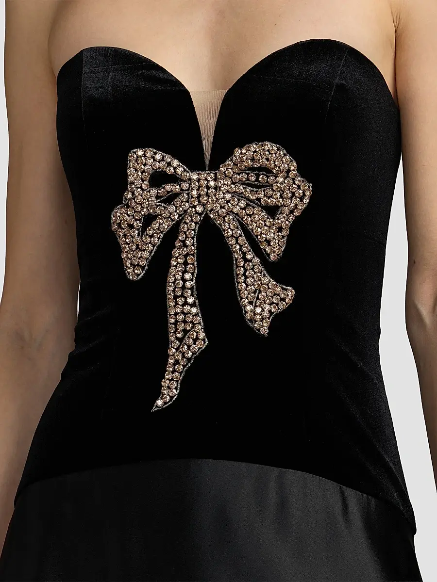 Mac Duggal Women's Embellished Bow Mix Media Strapless Gown | Thumbnail 6 Mac Duggal Women's Embellished Bow Mix Media Strapless Gown | Thumbnail 6