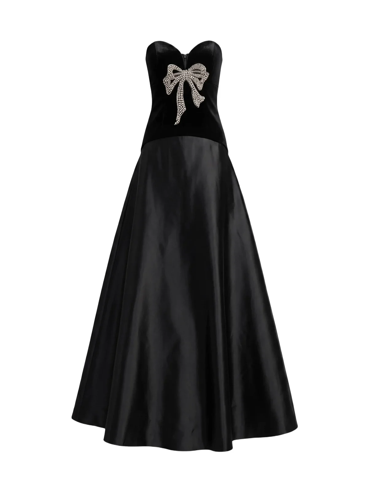 Women's Embellished Bow Mix Media Strapless Gown