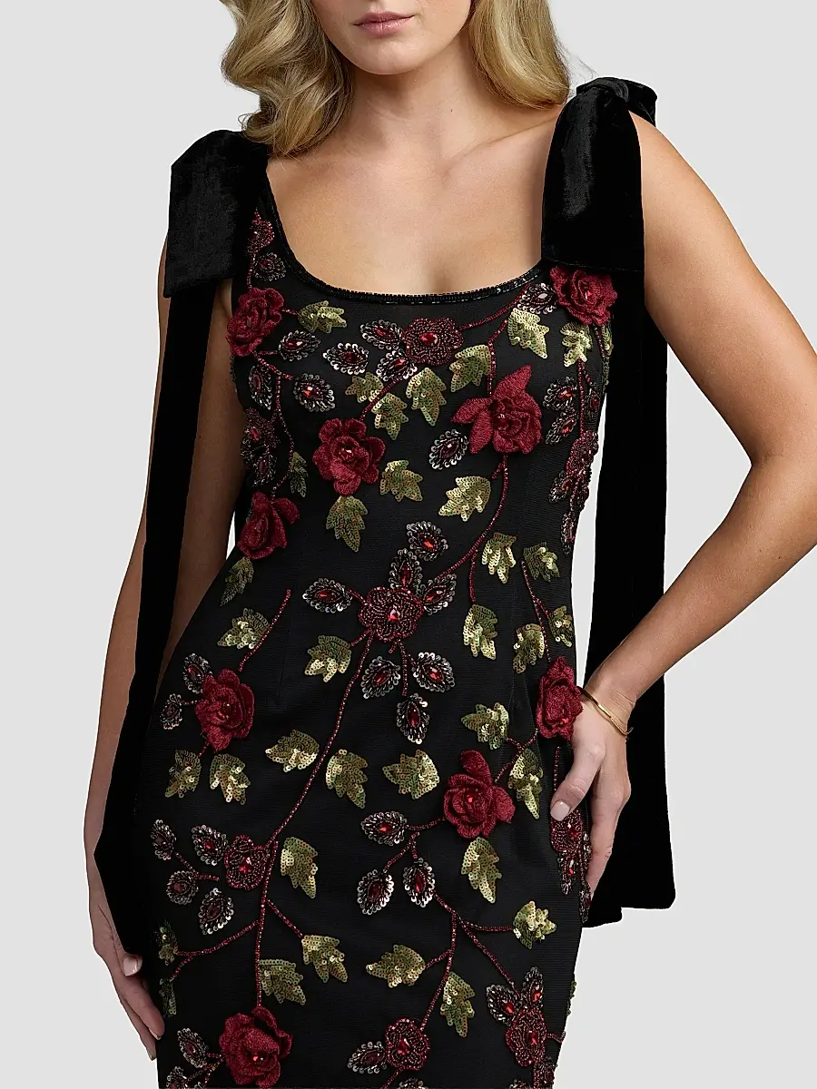 Mac Duggal Women's Floral Embroidered Bow-Shoulder Gown | Thumbnail 4
