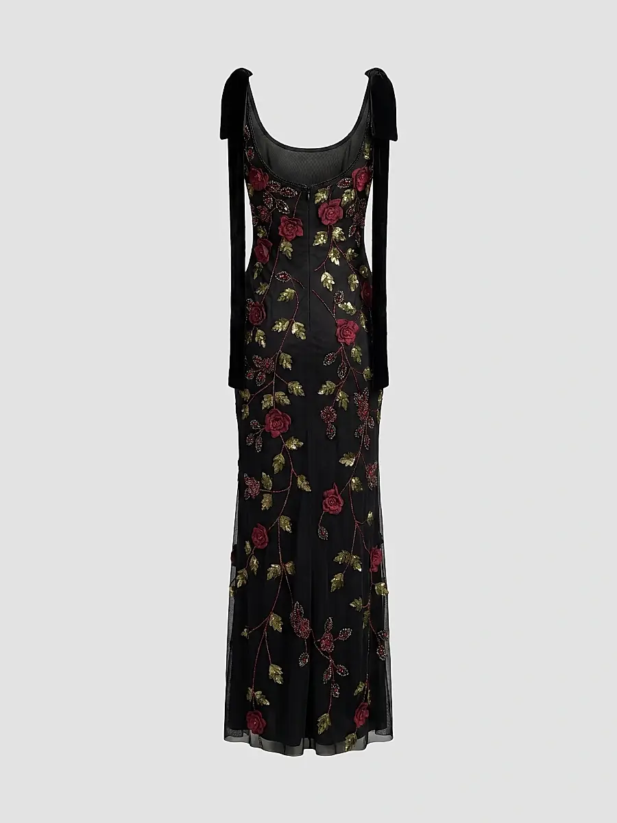 Mac Duggal Women's Floral Embroidered Bow-Shoulder Gown | Thumbnail 5