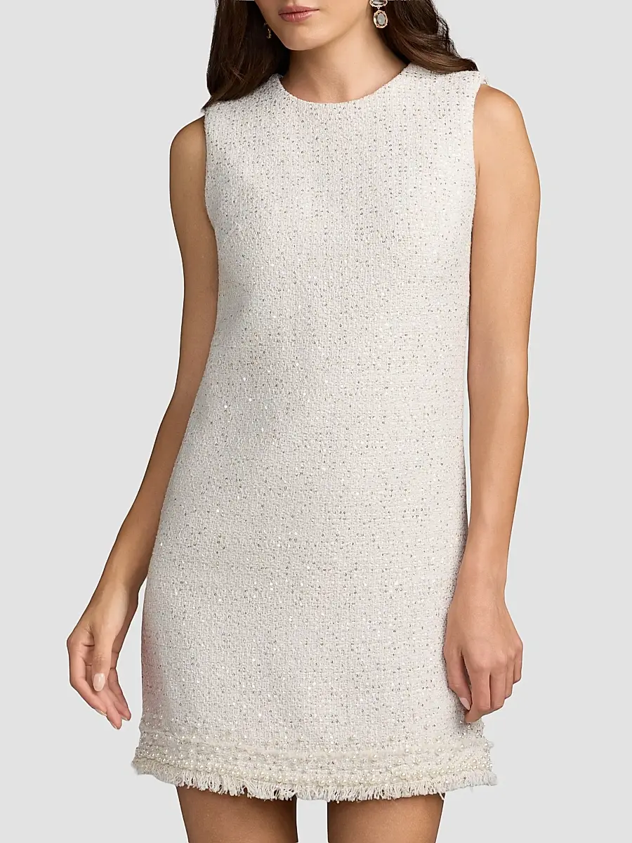 Mac Duggal Women's Embellished Bouclé Mini Dress | Thumbnail 2 Mac Duggal Women's Embellished Bouclé Mini Dress | Thumbnail 2