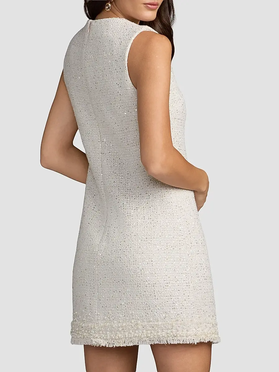 Mac Duggal Women's Embellished Bouclé Mini Dress | Thumbnail 3 Mac Duggal Women's Embellished Bouclé Mini Dress | Thumbnail 3