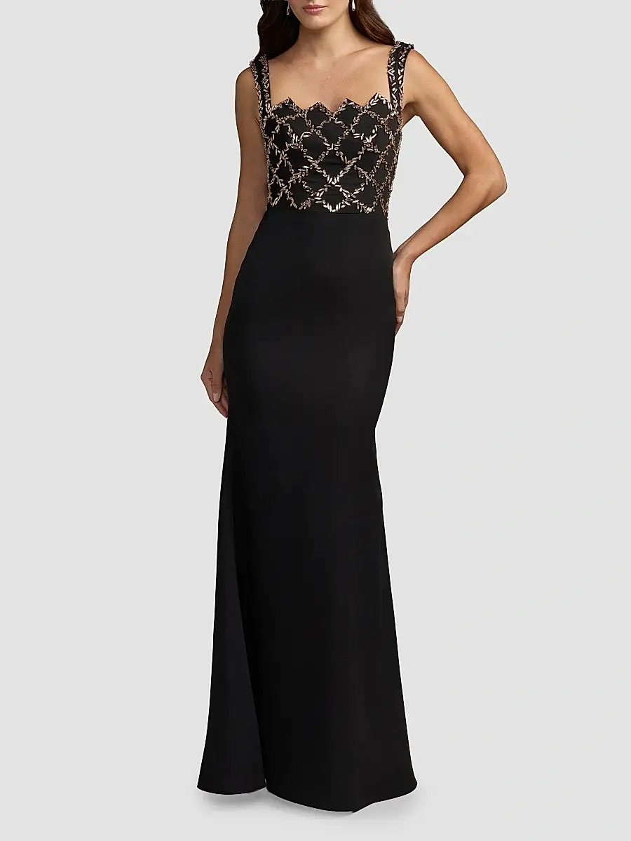 Mac Duggal Women's Embellished Grid Bustier Gown | Thumbnail 2 Mac Duggal Women's Embellished Grid Bustier Gown | Thumbnail 2