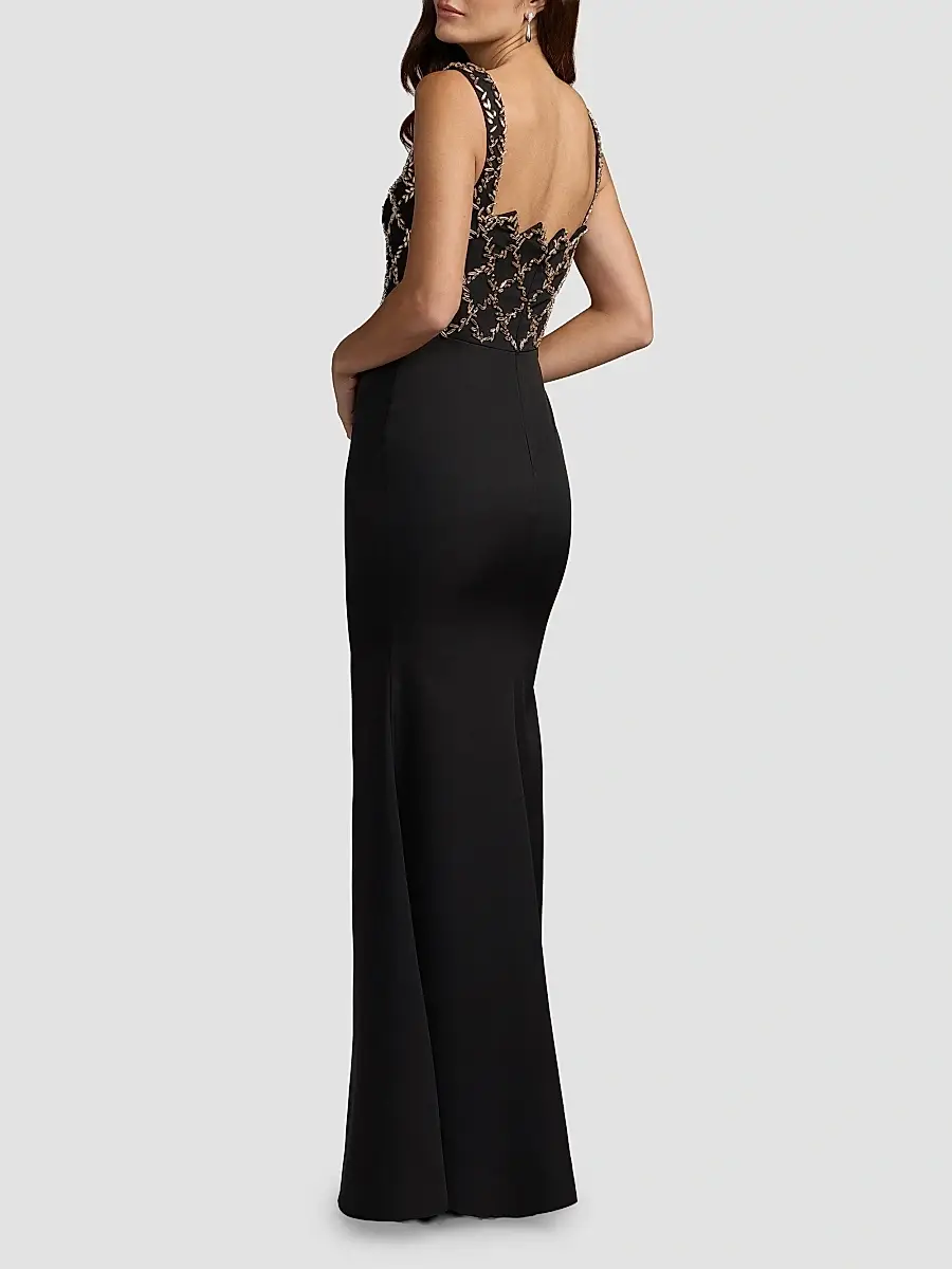 Mac Duggal Women's Embellished Grid Bustier Gown | Thumbnail 3 Mac Duggal Women's Embellished Grid Bustier Gown | Thumbnail 3