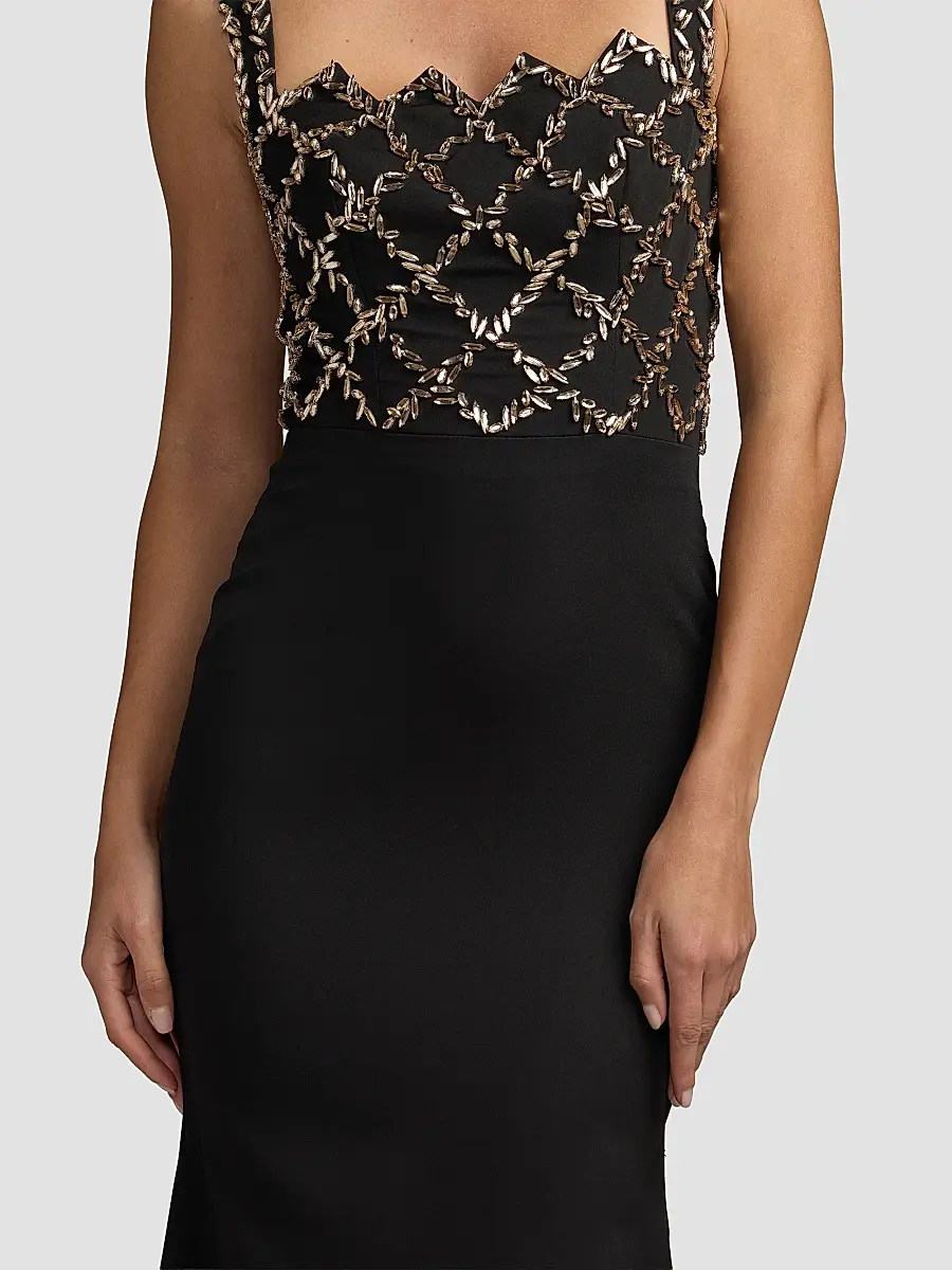 Mac Duggal Women's Embellished Grid Bustier Gown | Thumbnail 5 Mac Duggal Women's Embellished Grid Bustier Gown | Thumbnail 5