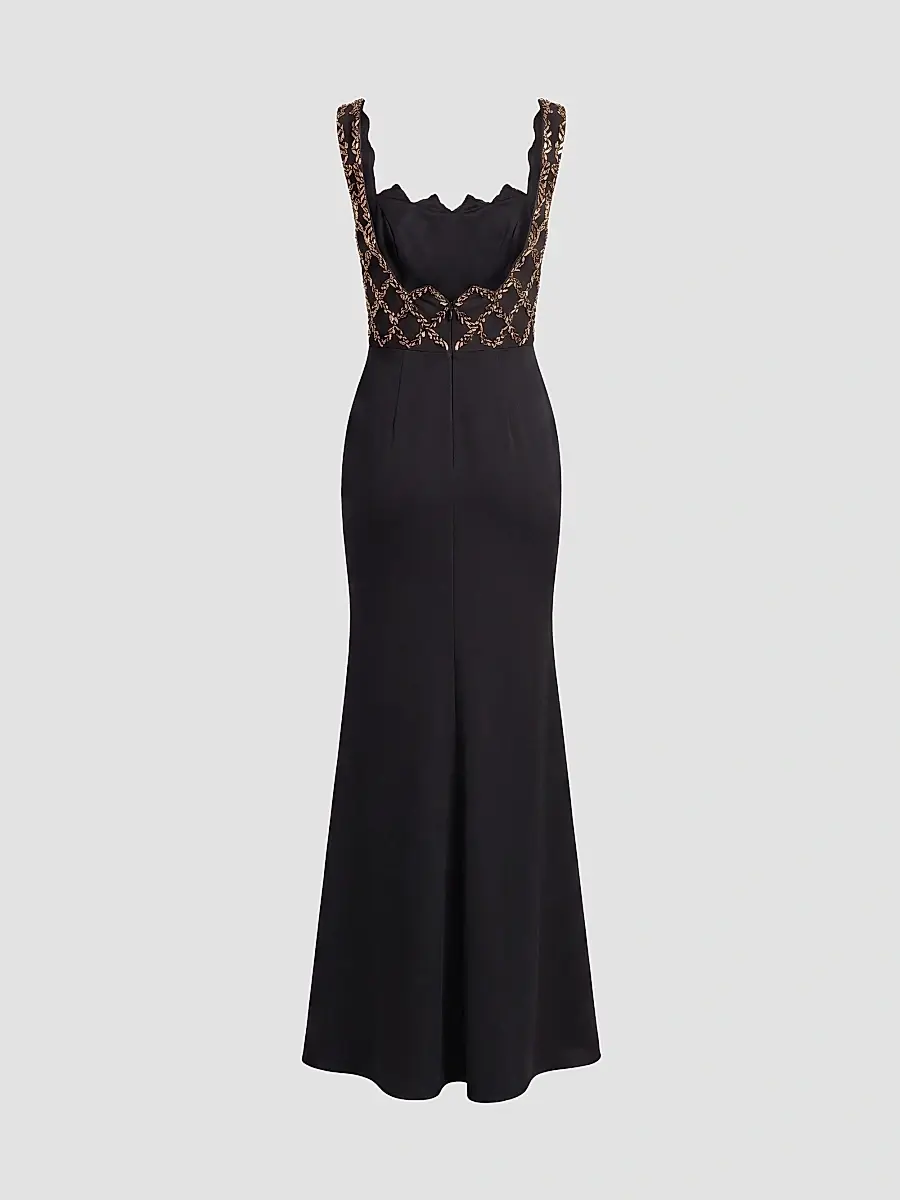 Mac Duggal Women's Embellished Grid Bustier Gown | Thumbnail 6 Mac Duggal Women's Embellished Grid Bustier Gown | Thumbnail 6